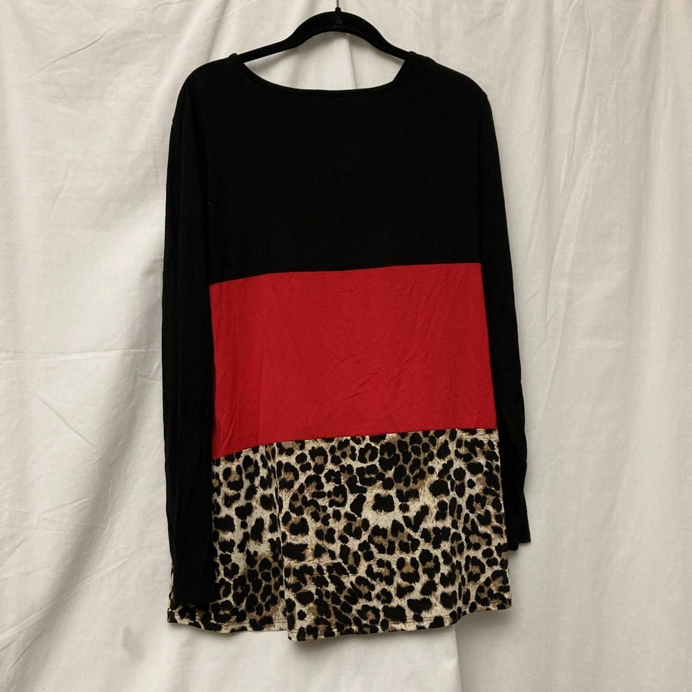 NWT Hemish USA Black, Red & Lepard Long Sleeve Top w/Sequin Pocket - SZ 1XL - Picture 5 of 12